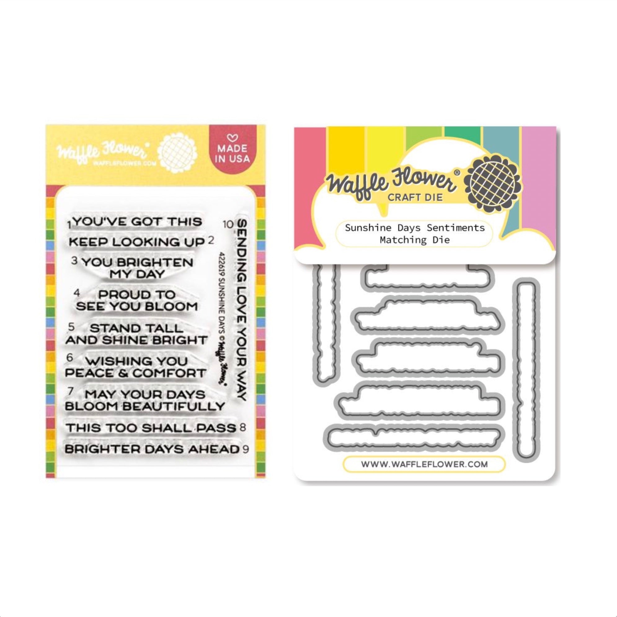 Waffle Flower Sunshine Days Sentiments Clear Stamp and Die Set