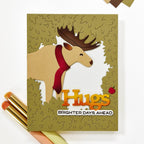 Waffle Flower Sunshine Days Sentiments Clear Stamp and Die Set hugs moose card