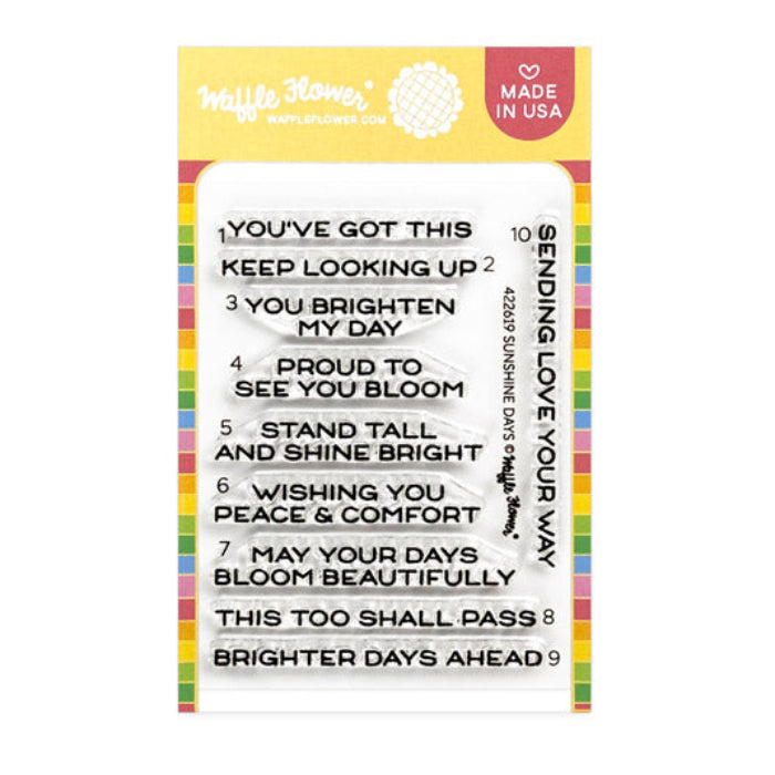 Waffle Flower Sunshine Days Sentiments Clear Stamps 422619