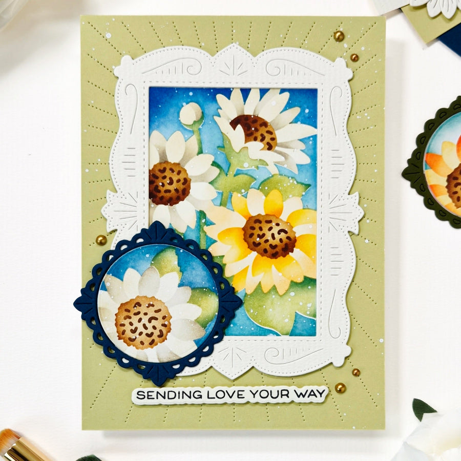 Waffle Flower Sunshine Days Sentiments Clear Stamps 422619 sending love card