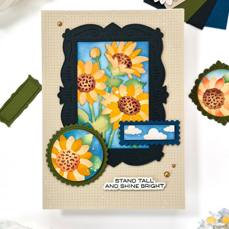 Waffle Flower Sunshine Days Sentiments Clear Stamps 422619 stand tall card