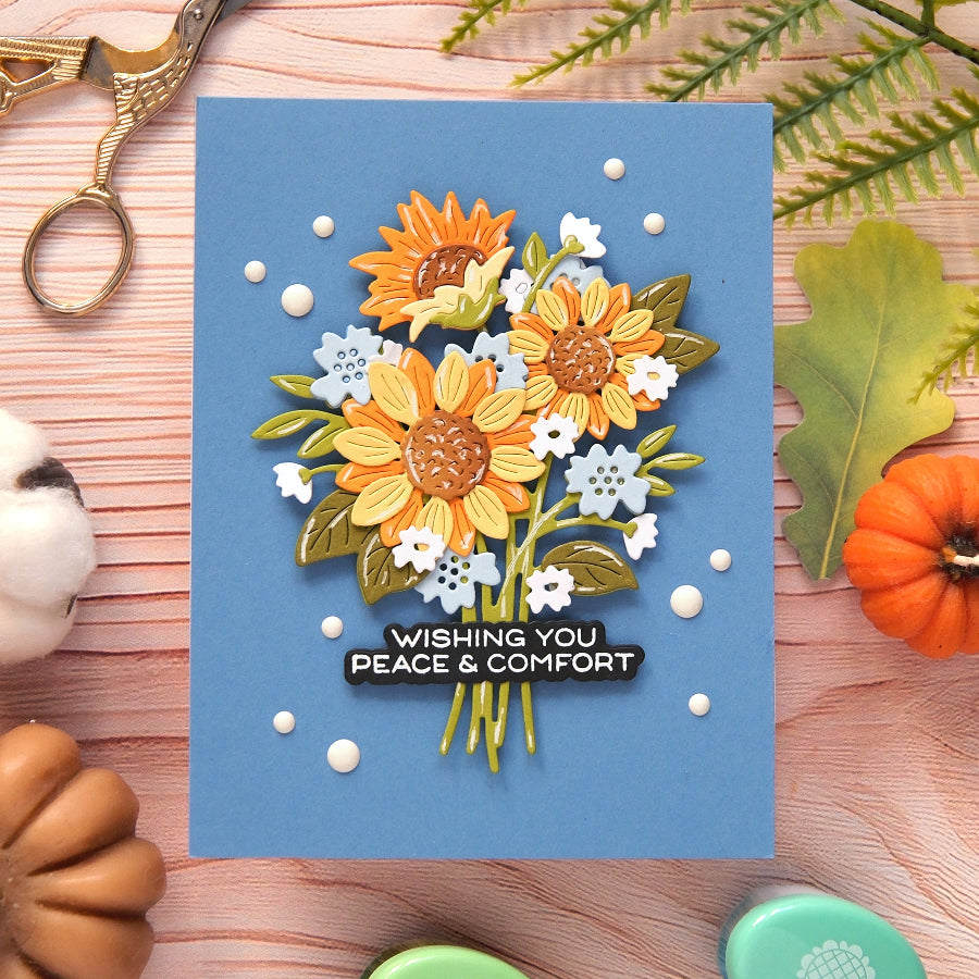 Waffle Flower Sunshine Days Sentiments Matching Dies 422620 wishing you peace card