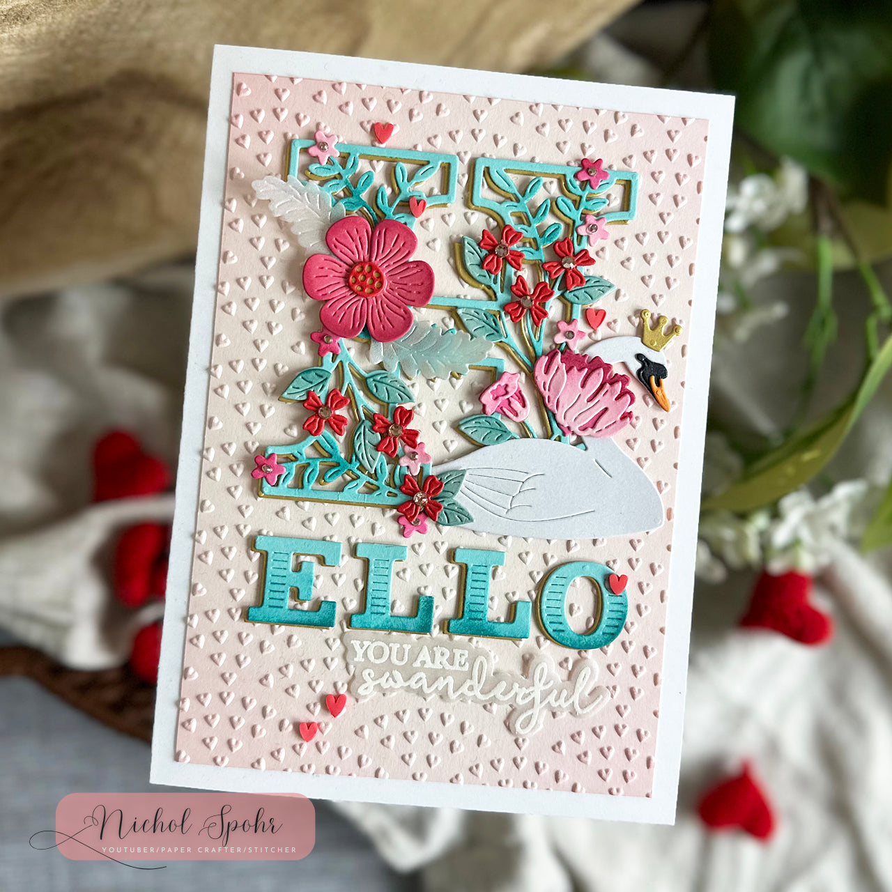 Waffle Flower Swanderful Stamp and Die Set wfc1903 hello | color-code:ALT02