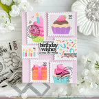 Waffle Flower Sweet Birthday Sentiments Clear Stamp and Die Set wfc1971 postage stamps