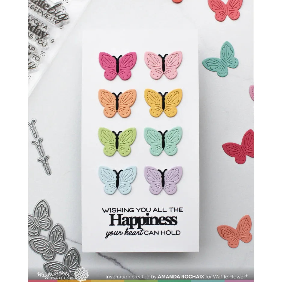 Waffle Flower Sweet Birthday Sentiments Clear Stamps 421971 butterflies