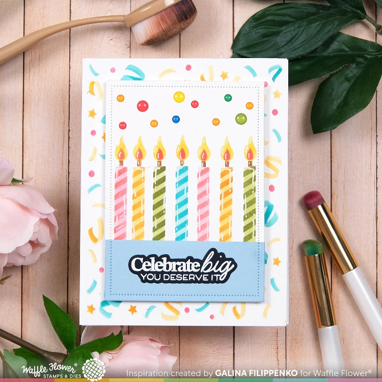 Waffle Flower Sweet Birthday Sentiments Clear Stamps 421971 candles