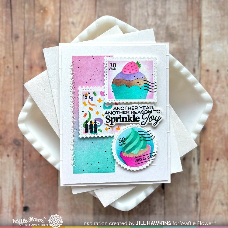 Waffle Flower Sweet Birthday Sentiments Clear Stamps 421971 cupcakes