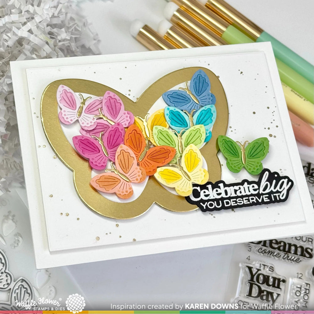 Waffle Flower Sweet Birthday Sentiments Matching Dies 421972 butterflies