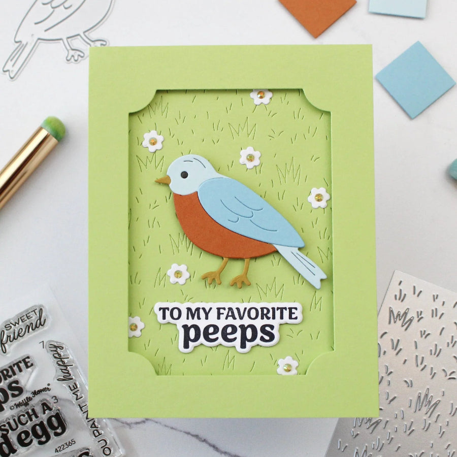 Waffle Flower Sweet Bluebird Duo Dies 422383 green background