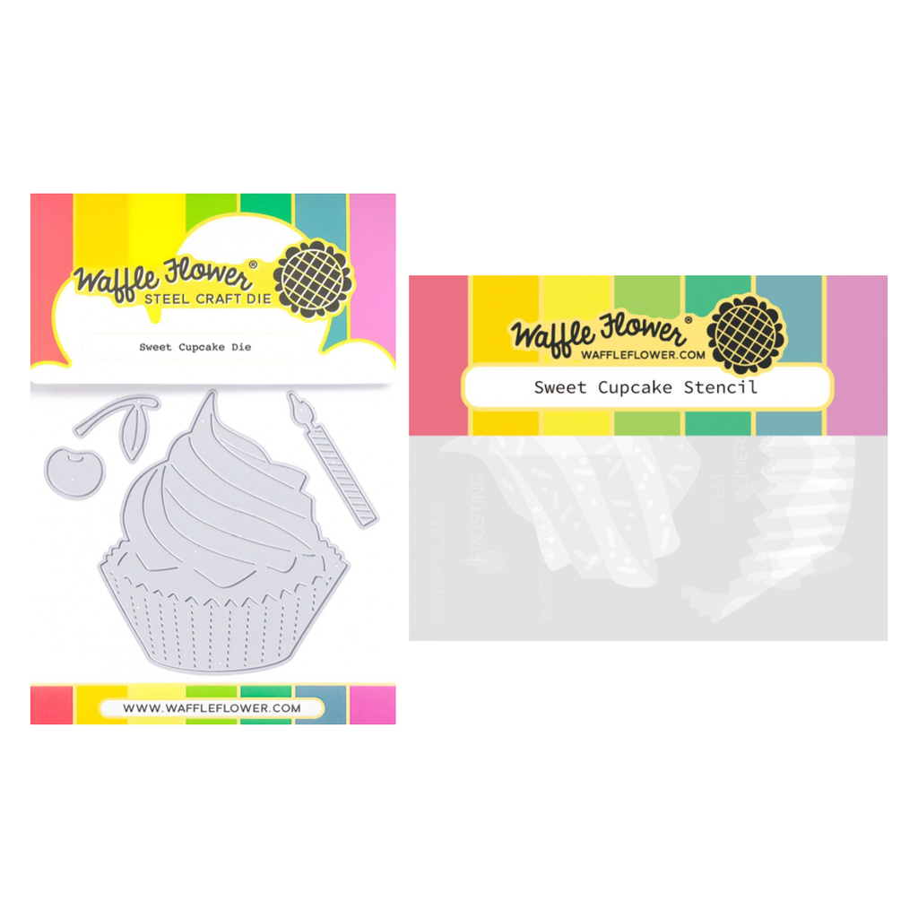 Waffle Flower Sweet Cupcake Die and Stencil Set