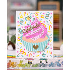 Waffle Flower Sweet Cupcake Die and Stencil Set celebrate