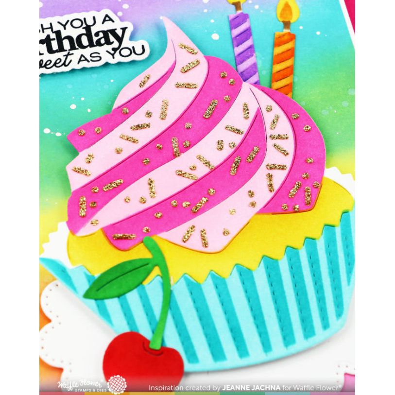 Waffle Flower Sweet Cupcake Dies 421964 bright colors