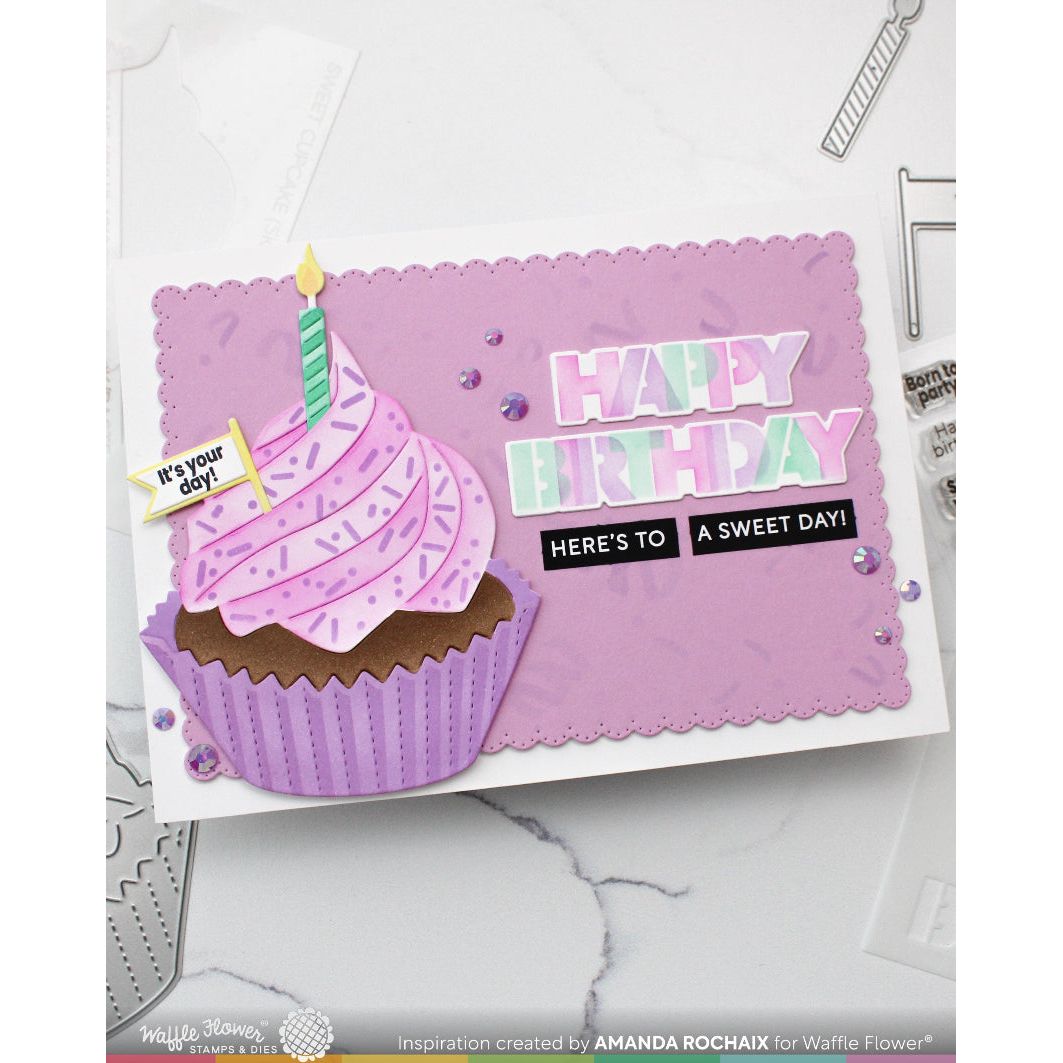 Waffle Flower Sweet Cupcake Stencils 421965 happy birthday