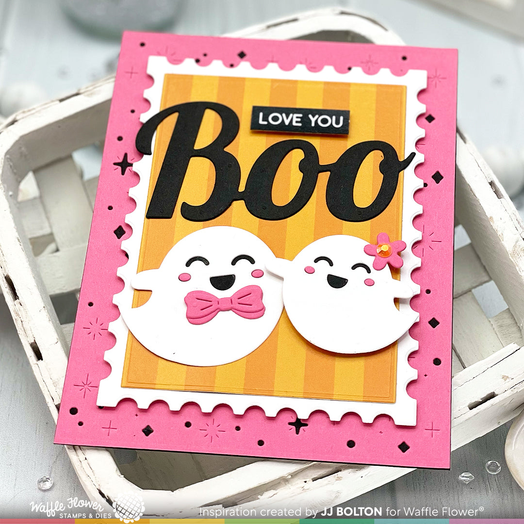 Waffle Flower Sweet Ghosts Dies and Coordinating Stencil Set pink