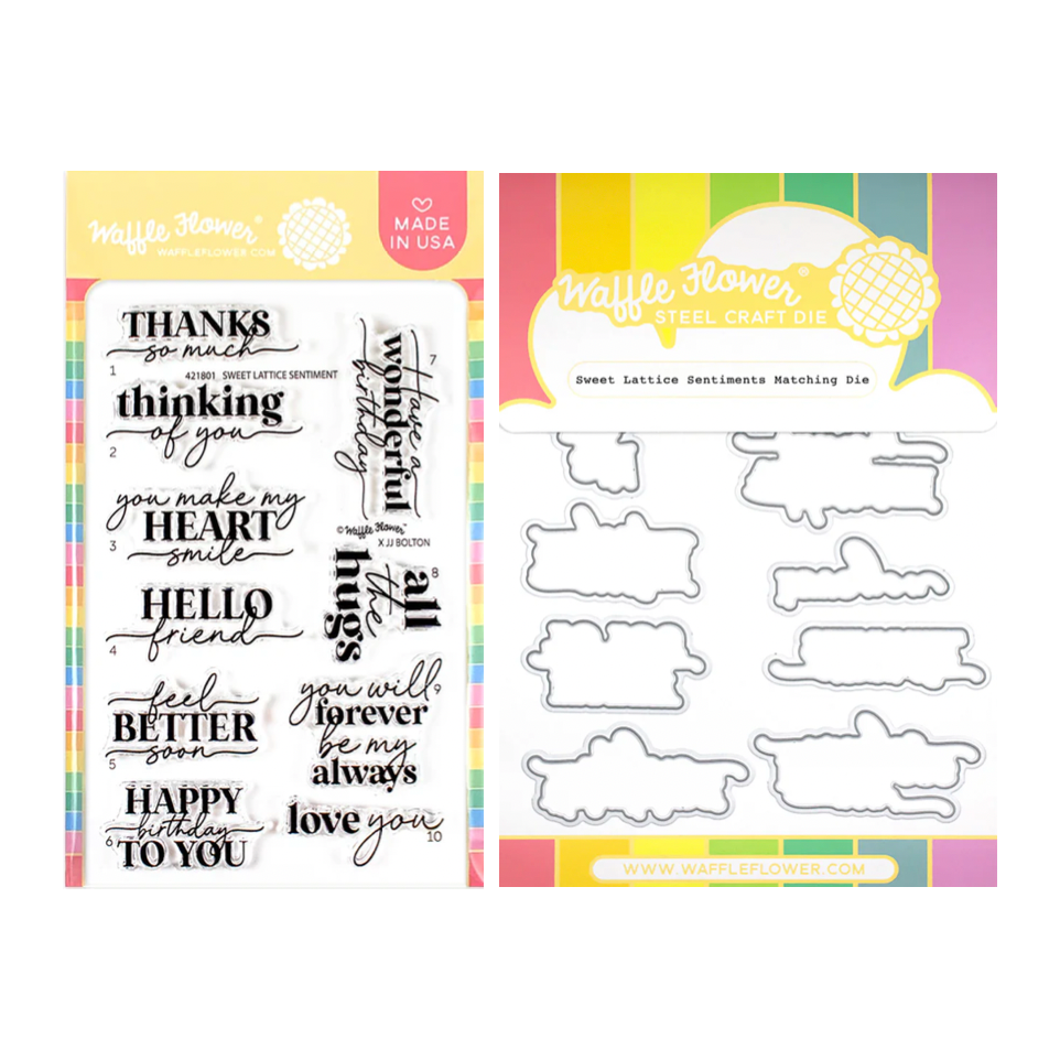 Waffle Flower Sweet Lattice Sentiment Clear Stamp and Die Set wfc1801