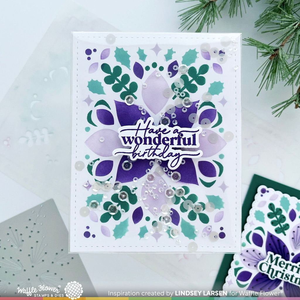 Waffle Flower Sweet Lattice Sentiment Clear Stamp and Die Set