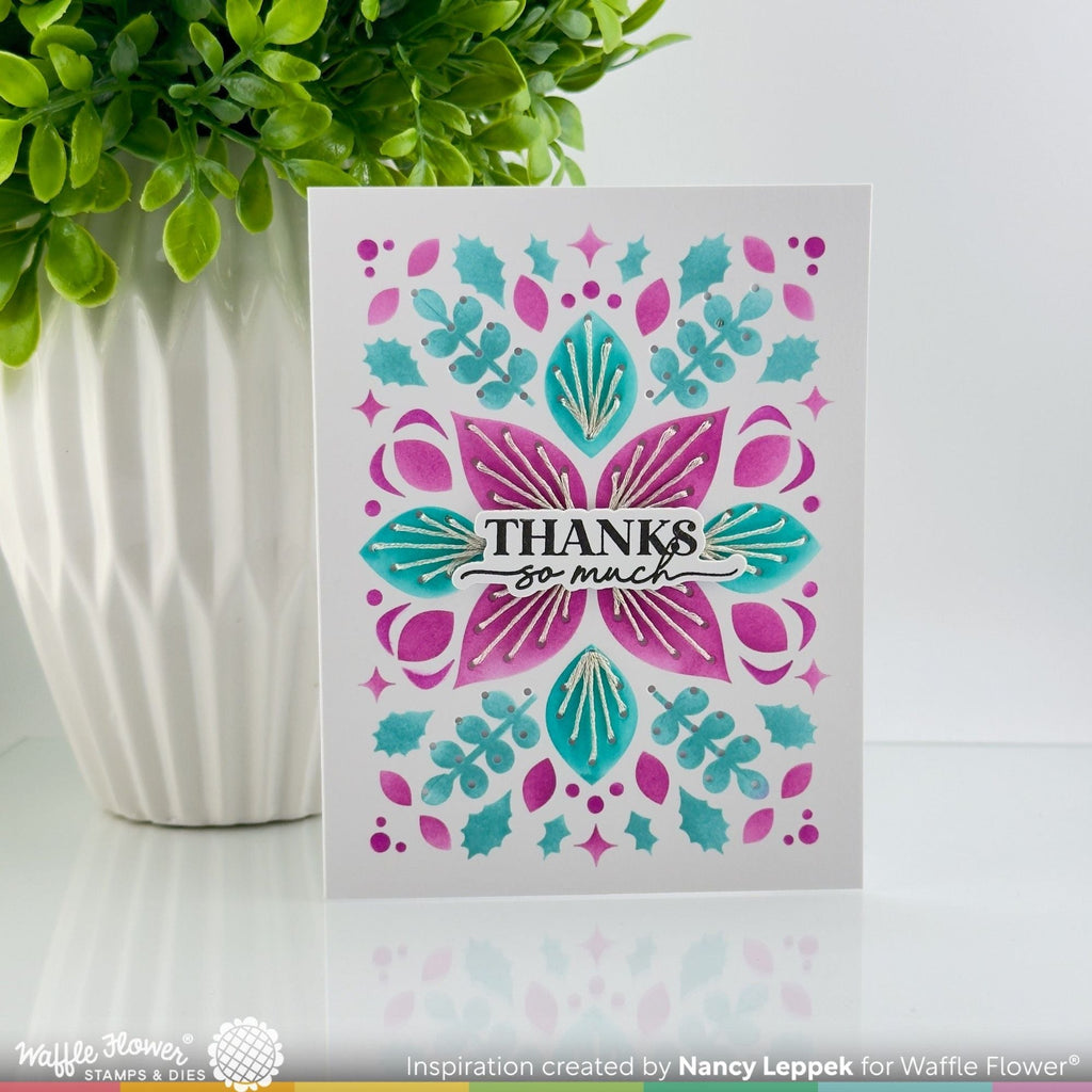 Waffle Flower Sweet Lattice Sentiment Clear Stamp and Die Set