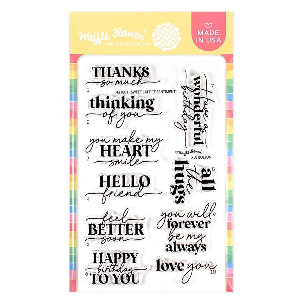 Waffle Flower Sweet Lattice Sentiment Clear Stamp and Die Set wfc1801 product image 1