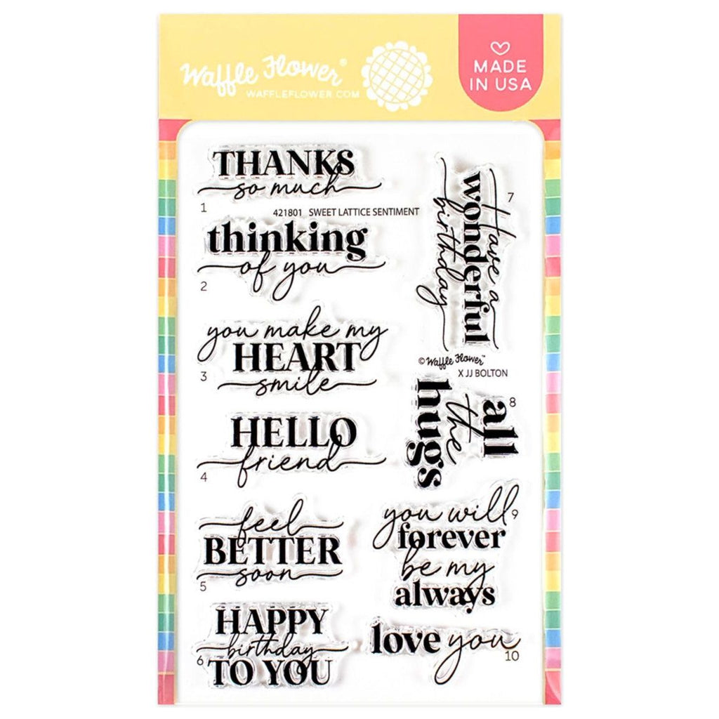 Waffle Flower Sweet Lattice Sentiment Clear Stamps 421801