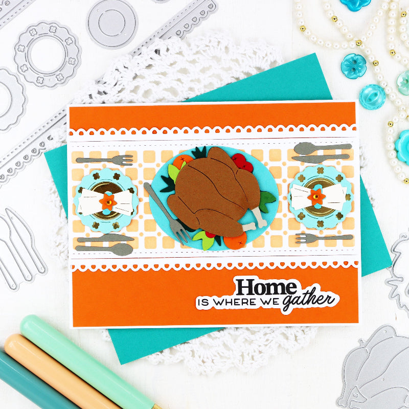 Waffle Flower Table Add on Turkey Dies 421863 dinner