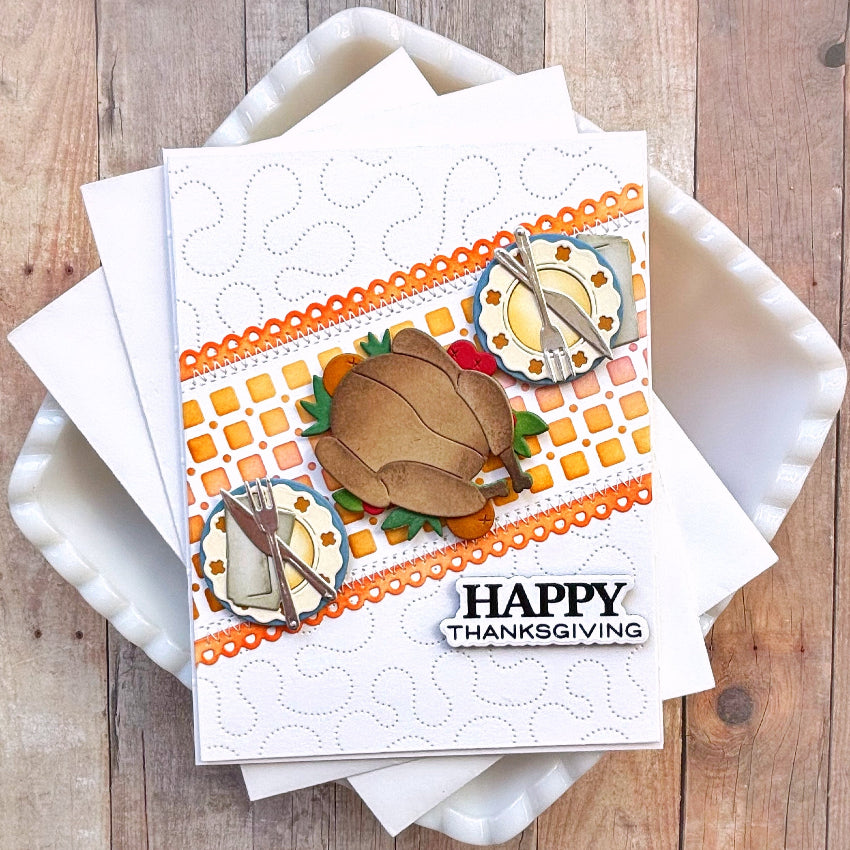 Waffle Flower Table Add on Turkey Dies 421863 happy thanksgiving