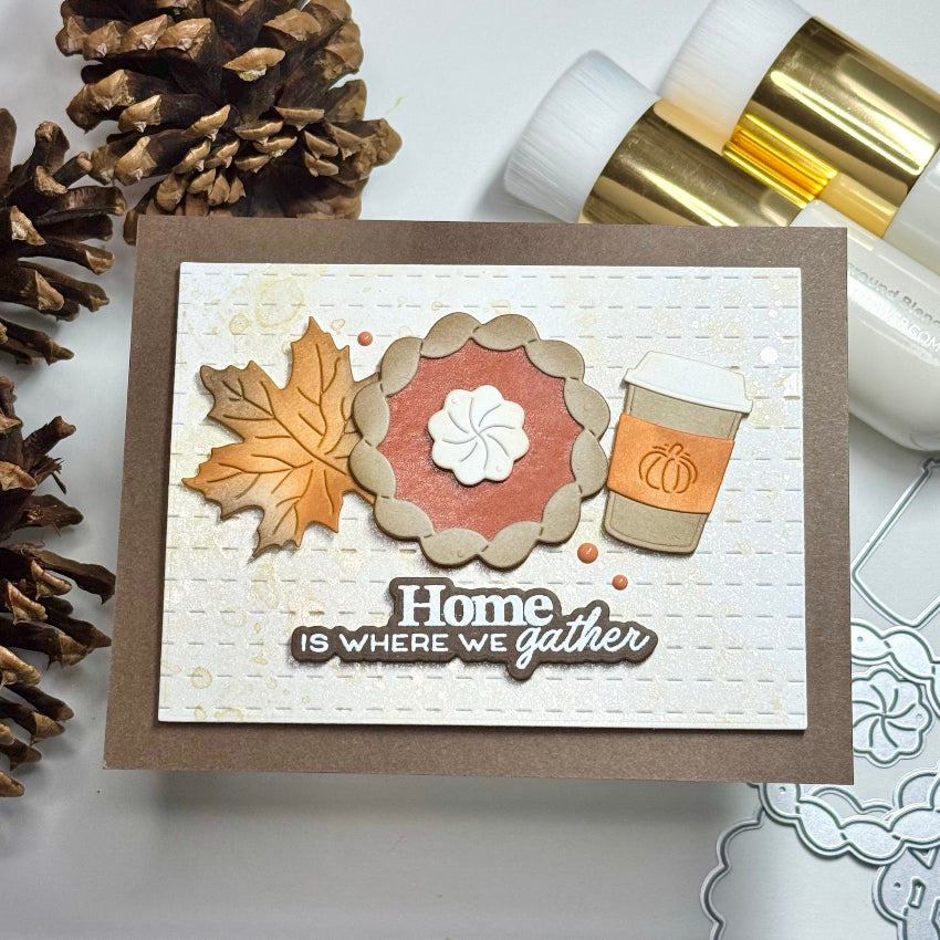 Waffle Flower Table Runner Add On Turkey and Add On Pie Die Set autumn