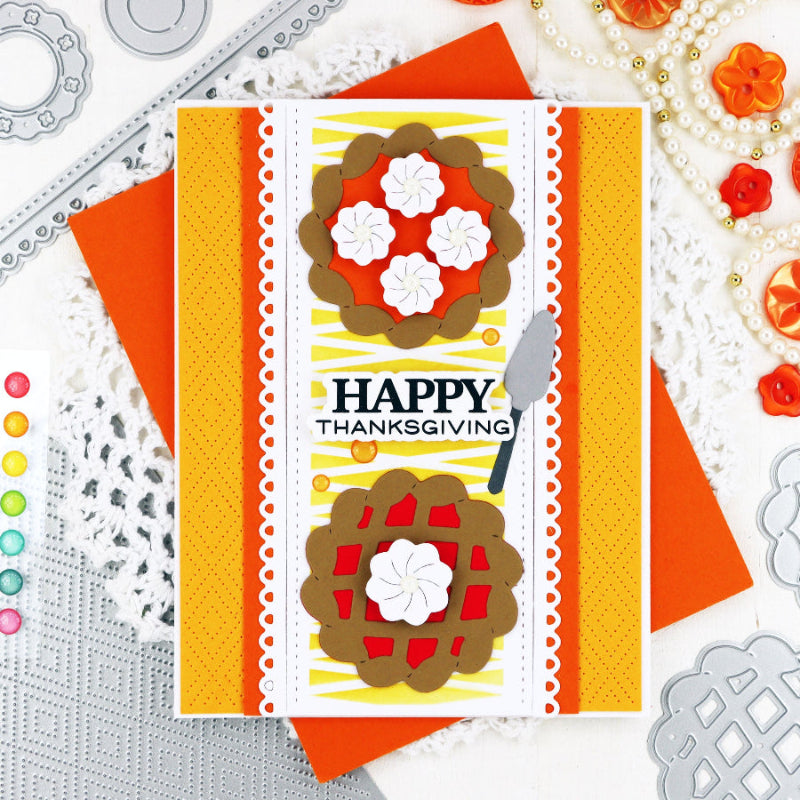 Waffle Flower Table Runner Dies 421864 happy thanksgiving