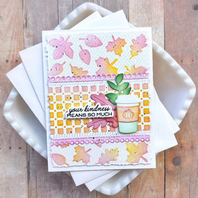 Waffle Flower Table Runner Pattern Stencil 422237 leaves