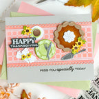 Waffle Flower Table Runner and Add-on Pie Die Set happy thanksgiving