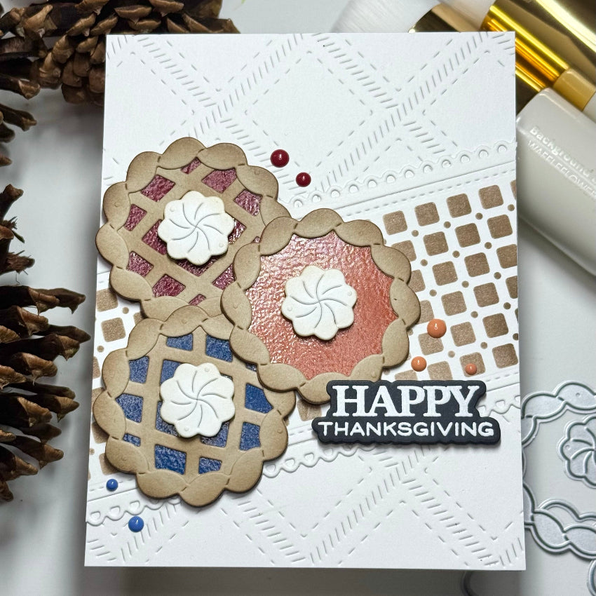 Waffle Flower Table Runner and Add-on Pie Die Set pie