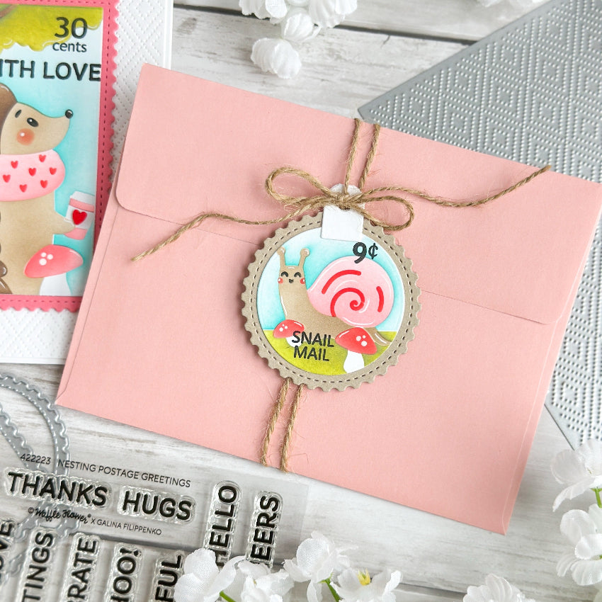 Waffle Flower Tag Toppers Dies 422224 snail mail