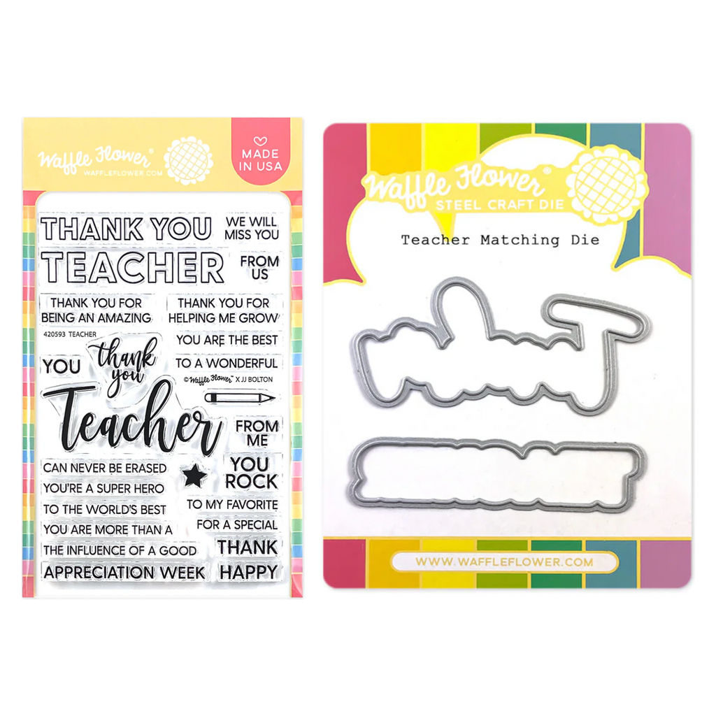 Waffle Flower Teacher Clear Stamp and Die Set wfc593
