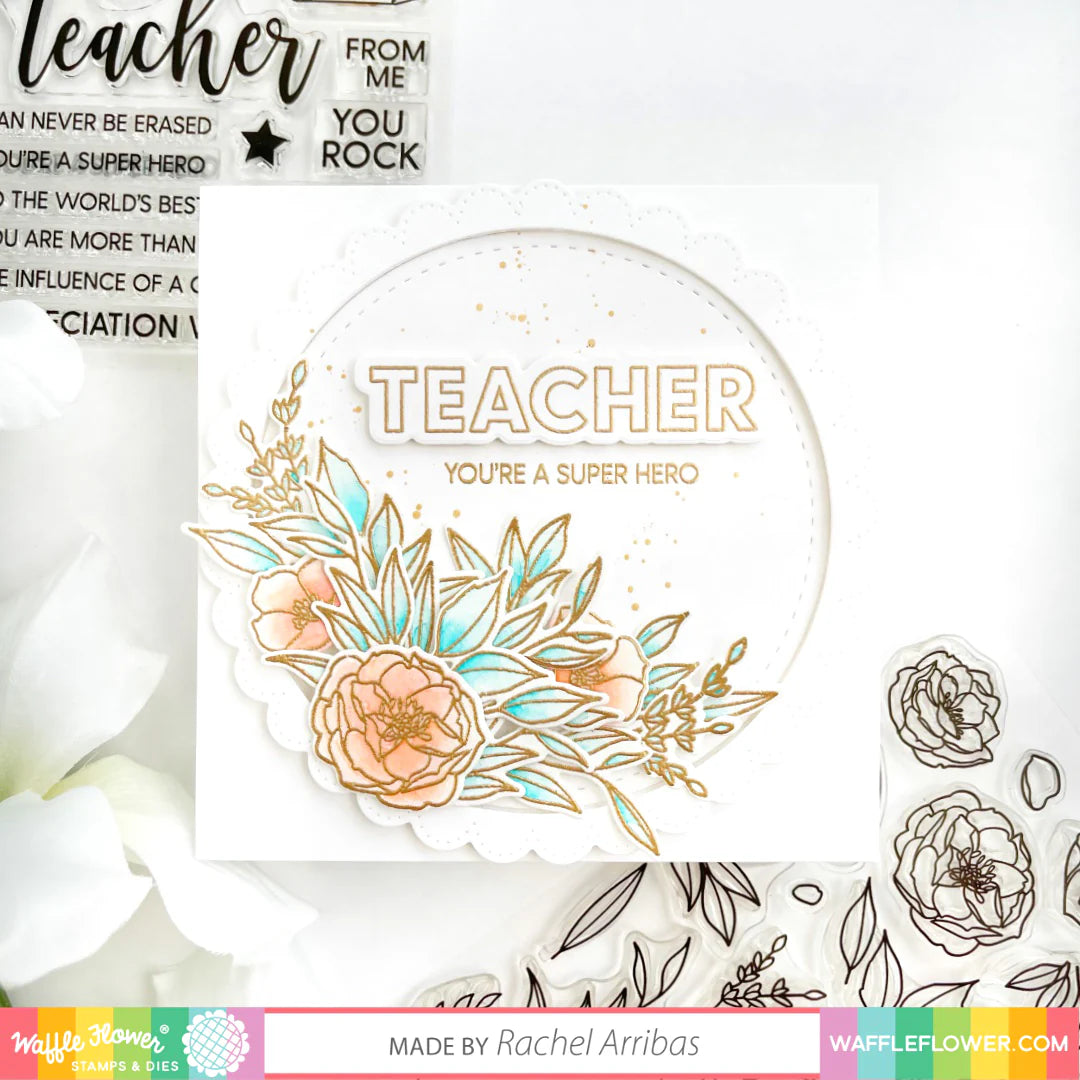 Waffle Flower Teacher Clear Stamp and Die Set wfc593 flowers