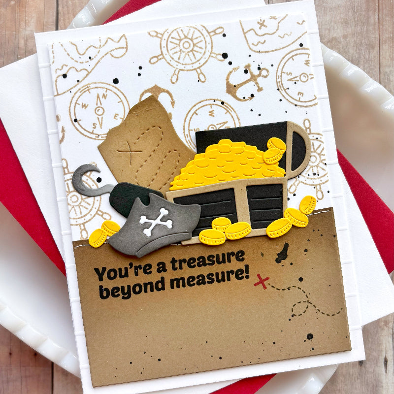 Waffle Flower Treasure Hunt Sentiments Clear Stamps 422081 map