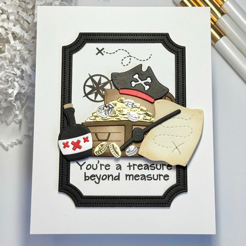 Waffle Flower Treasure Hunt Sentiments Clear Stamps 422081 pirate