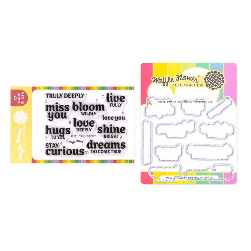 Waffle Flower Truly Deeply Sentiments Clear Stamp and Die Set