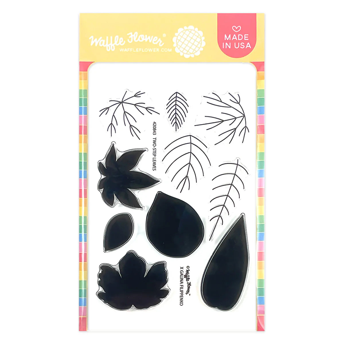 Waffle Flower Two Step Leaves Clear Stamps 420843