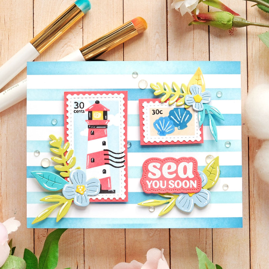 Waffle Flower Two Step Mixed Stripes Stencils 422085 shells