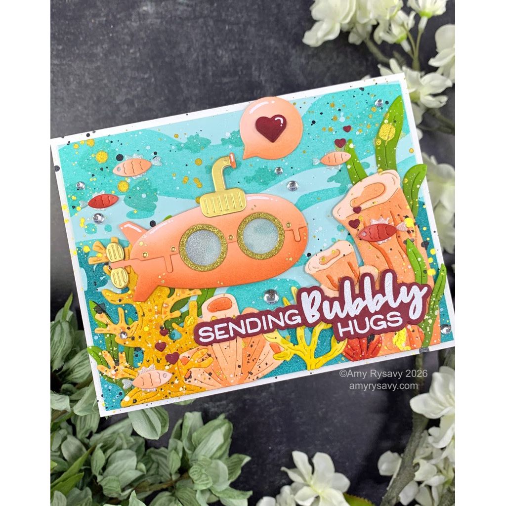 Waffle Flower Under the Sea Background Stencils 422425 bubbly hugs | color-code:ALT01