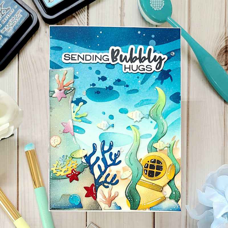 Waffle Flower Under the Sea Background Stencils 422425 sending hugs