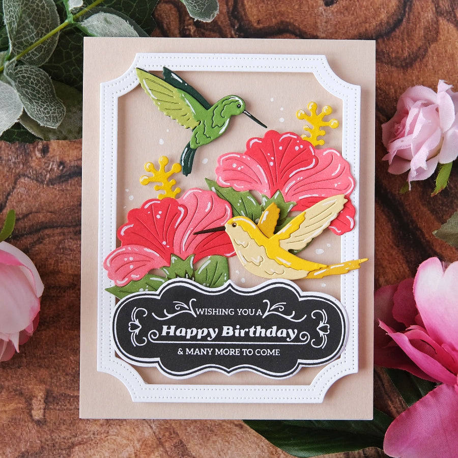 Waffle Flower Vintage Label 1 Clear Stamp Die and Stencil Set happy birthday