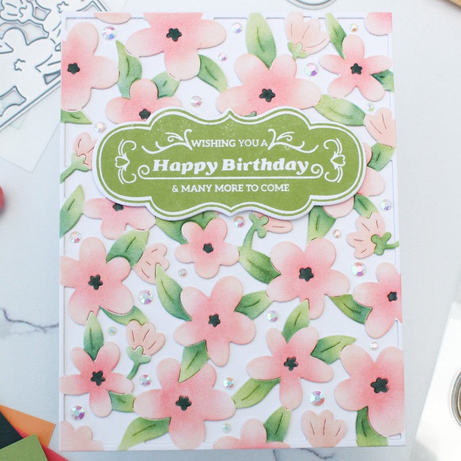Waffle Flower Vintage Label 1 Clear Stamps 422061 happy birthday