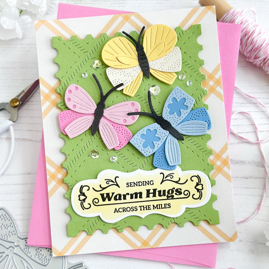 Waffle Flower Vintage Label 1 Inverted Clear Stamps 422063 warm hugs