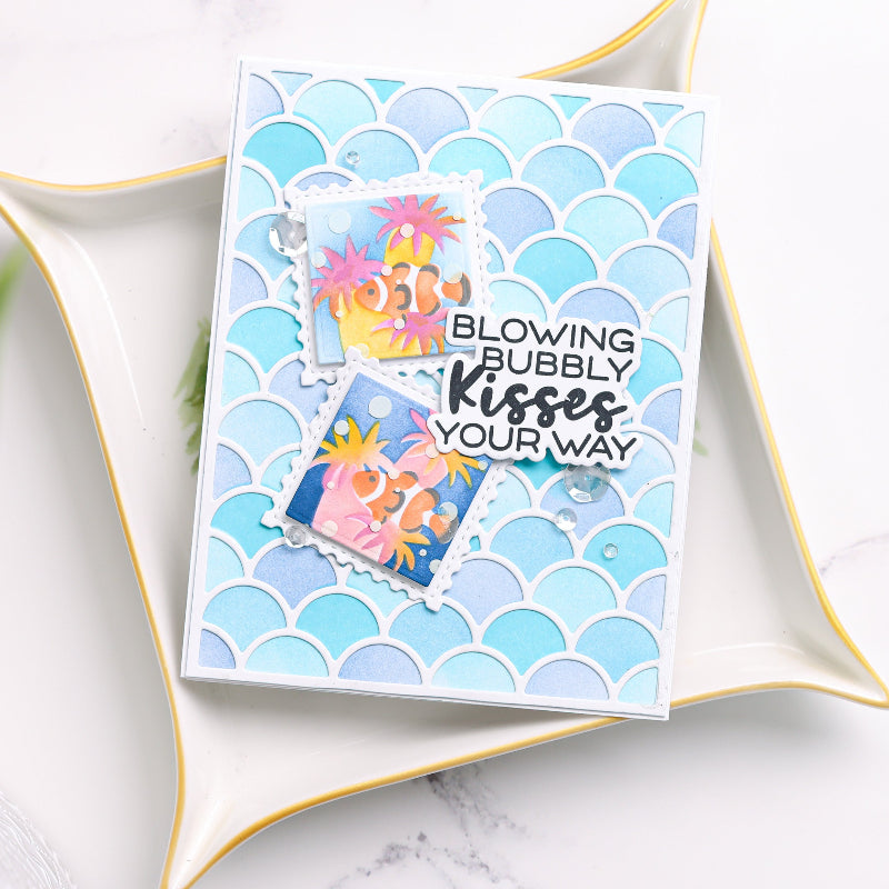 Waffle Flower Waffle Flower Bubbly Sentiments Clear Stamp and Die Set clown fish
