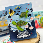 Waffle Flower Waffle Flower Bubbly Sentiments Clear Stamp and Die Set peach fish | color-code:ALT02