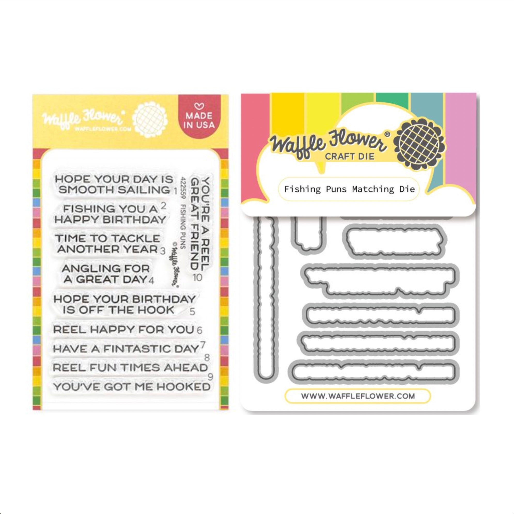 Waffle Flower Waffle Flower Fishing Puns Clear Stamp and Die Set