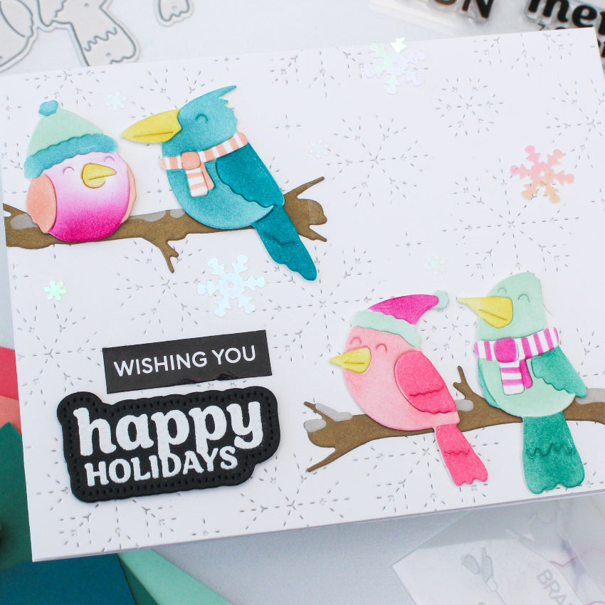 Waffle Flower Warm Wishes Clear Stamp and Die Set snowflakes
