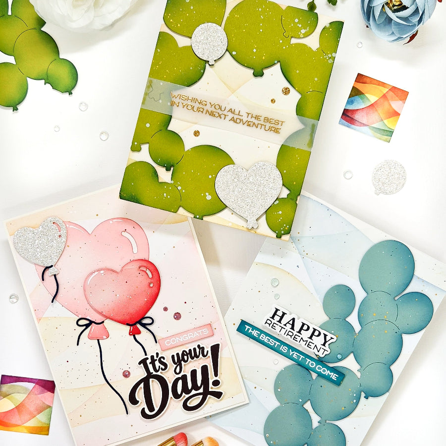Waffle Flower Wave Stencils 422549 congrats cards