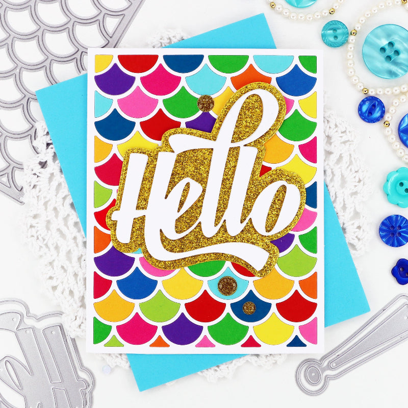 Waffle Flower Waving Hello Word Dies 422467 golden hello