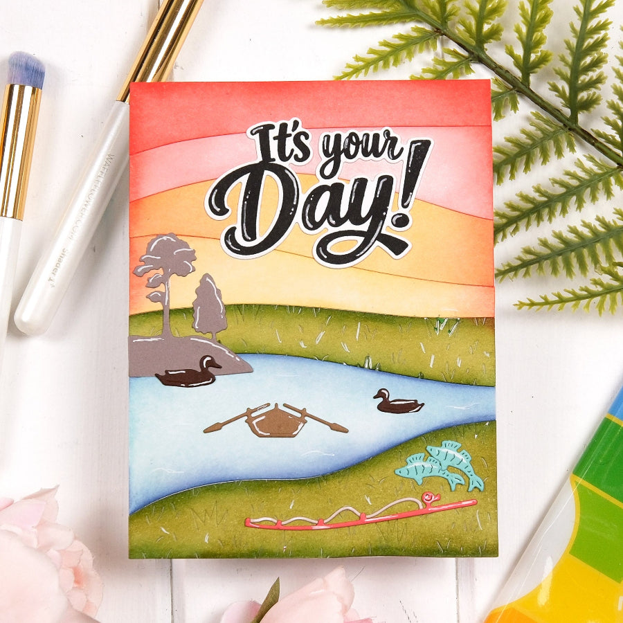 Waffle Flower Wavy Lines Vertical A7 Die 422546 it's your day card